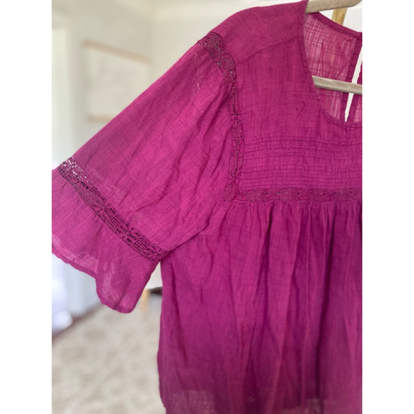 Old Navy Cotton Lace Blouse Boho Coquette Cottagecore Romantic Summer Spring L - Picture 5 of 7